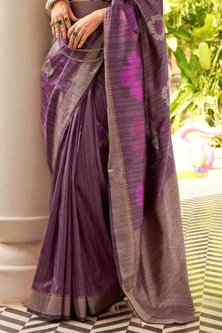 LAVENDER HANDLOOM WEAVING SILK ZARI SAREE 