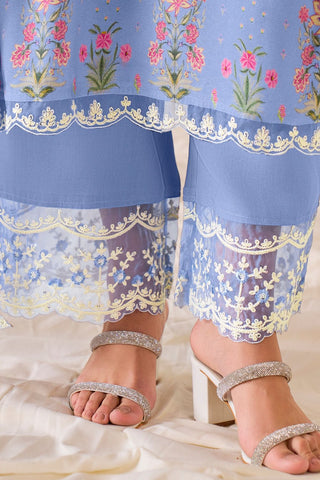 Light Blue Pure Muslin Embroidery Kurta Set