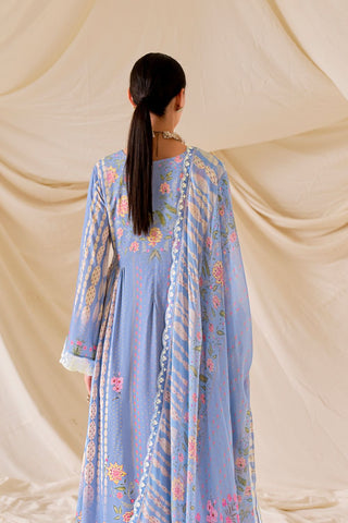 Light Blue Pure Muslin Embroidery Kurta Set