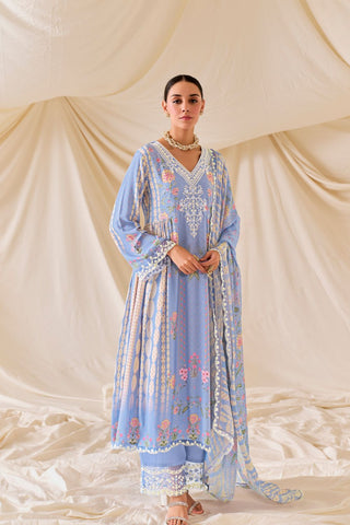 Light Blue Pure Muslin Embroidery Kurta Set