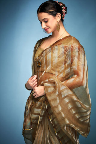 Light Brown Tissue Silk Saree_Kumari Sarees