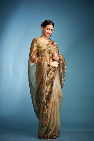 Light Brown Tissue Silk Saree_Kumari Sarees