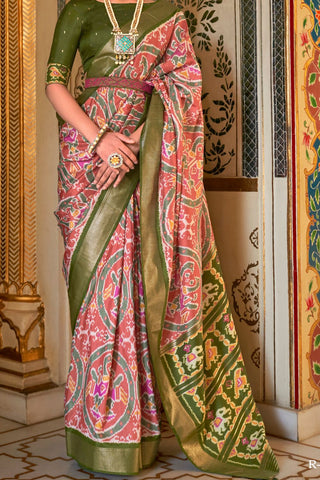 Light Pink Banarasi Patola Silk Saree