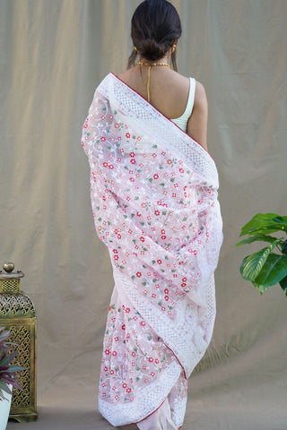 LIGHT PINK ORGANZA SILK SAREE