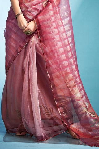 Light Pink Tissue Silk Saree