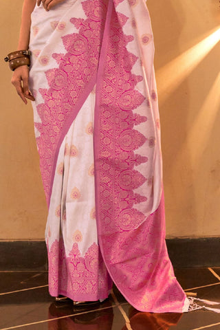 LIGHT PINK CHAAP HANDLOOM WEAVING SILK SAREE