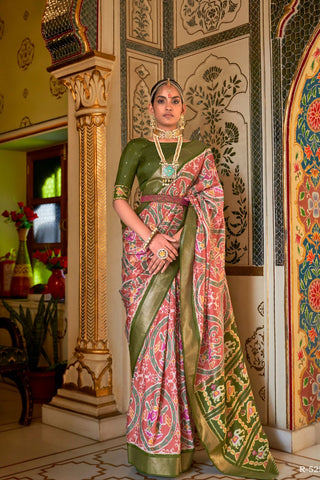 Light Pink Banarasi Patola Silk Saree