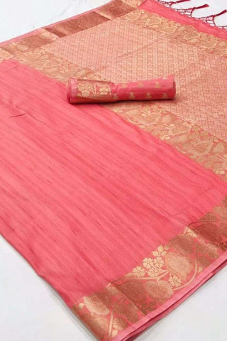 LIGHT PINK GALA HANDLOOM WEAVING SILK SAREE