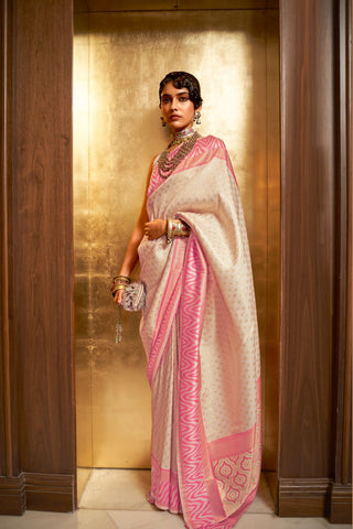 LIGHT PINKHANDLOOM WEAVING SILK SAREE