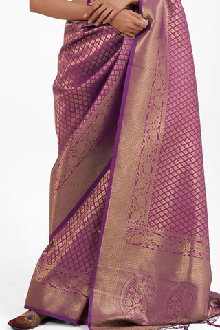 Light Purple Kanjeevaram Handloom Silk Saree