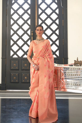 LIGHT ORANGE LEHARIYA - MODAL HANDLOOM WEAVING SAREE