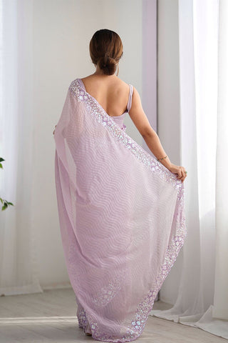 Lilac Georgette Silk Saree