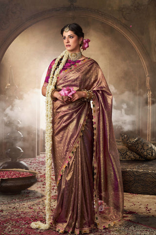 Lilac Pure Tissue With Beaufort Multicolored Lace Saree_Kumari Sarees