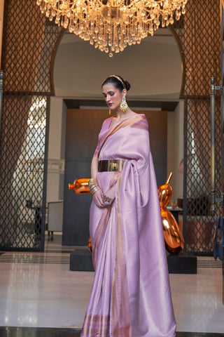 LILAC KANJEEVARAM HANDLOOM SILK SAREE 