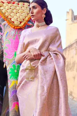 LILAC KANJEEVARAM HANDLOOM SILK SAREE 