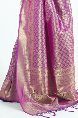 Lilac Kanjeevaram Handloom Silk Saree