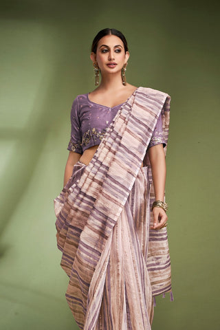 Lilac Fancy Tissue Saree_Kumari Sarees