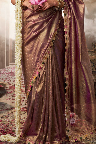 Lilac Pure Tissue With Beaufort Multicolored Lace Saree_Kumari Sarees