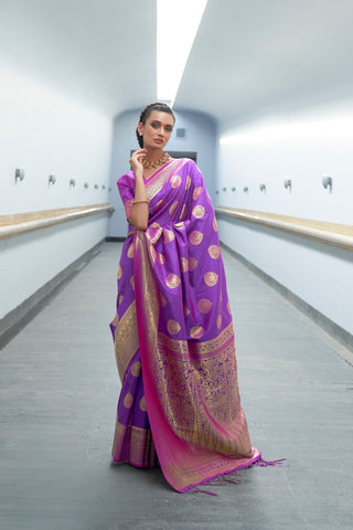 LILAC KANJEEVARAM HANDLOOM SILK SAREE 