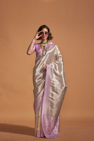 LILAC HANDWOVEN KANJIVARAM SILK SAREE