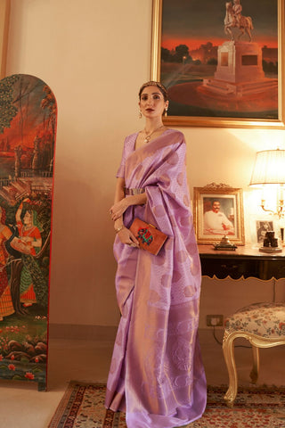 LILAC KANJEEVARAM HANDLOOM SILK SAREE 