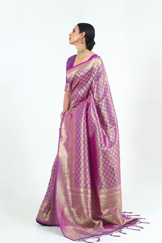 LILAC KANJEEVARAM HANDLOOM SILK SAREE 