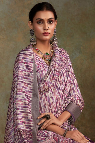 Lilac Handloom With Sequence Weaving In Body Saree_Kumari Sarees