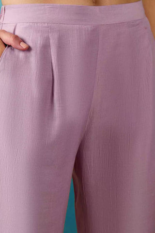 Lilac Soft Organza With Embroidered Kurta Set_Kumari Sarees