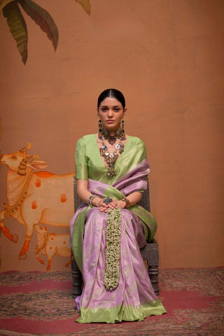 LILAC HANDLOOM WEAVING SILK SAREE