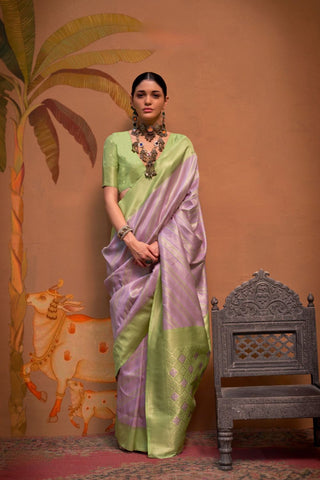 LILAC HANDLOOM WEAVING SILK SAREE