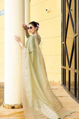 Lime Green Handloom Weaving Khadi Silk Saree_Kumari Sarees