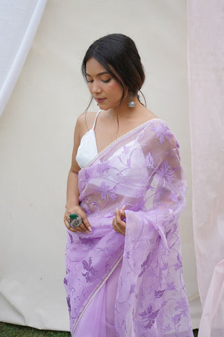 LAVENDER ORGANZA SILK SAREE