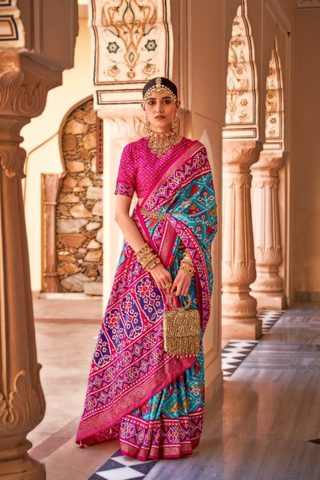 MULTI COLOUR BANARASI PATOLA SILK SAREE