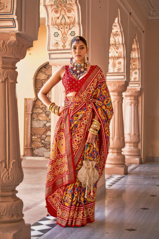 MULTI COLOUR BANARASI PATOLA SILK SAREE