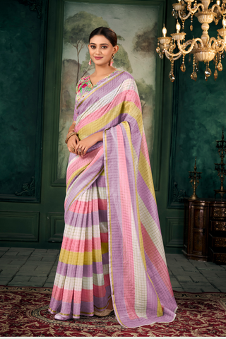 MULTI COLOUR SOFT LINEN SILK SAREE