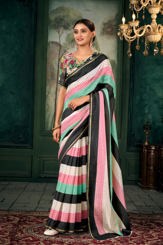 MULTI COLOUR SOFT LINEN SILK SAREE