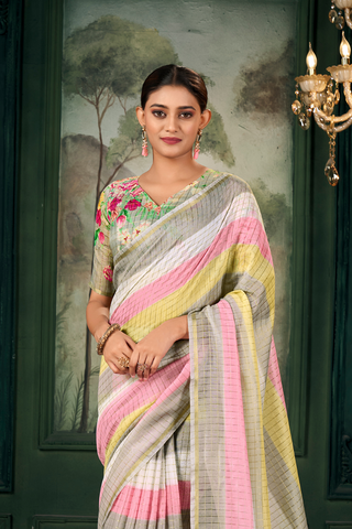 MULTI COLOUR SOFT LINEN SILK SAREE