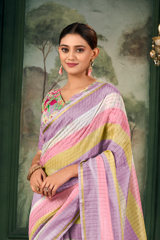 MULTI COLOUR SOFT LINEN SILK SAREE