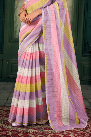 MULTI COLOUR SOFT LINEN SILK SAREE