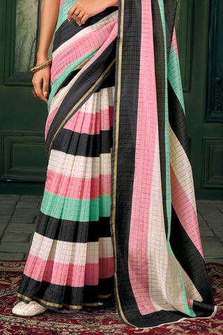 MULTI COLOUR SOFT LINEN SILK SAREE