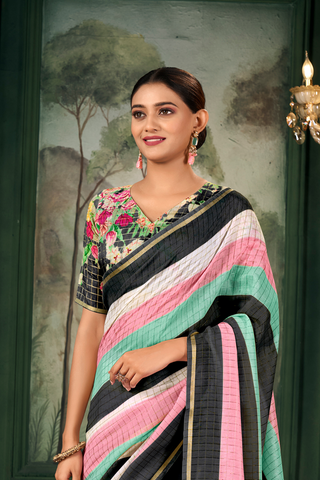 MULTI COLOUR SOFT LINEN SILK SAREE