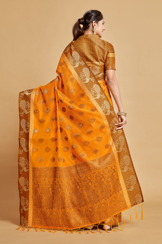 MUSTARD CHANDERI COTTON SAREE