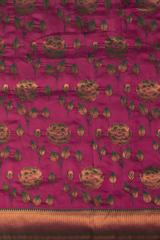 Magenta Pink & Green Banarasi Silk Saree_Kumari Sarees