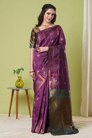 Maroon Banarasi Silk Saree_Kumari Sarees