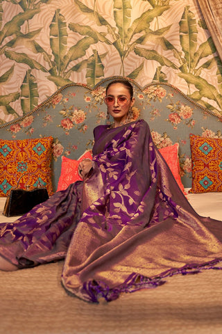 PURPLE NYLON CHINON TWO - TONE WEAVING SAREE