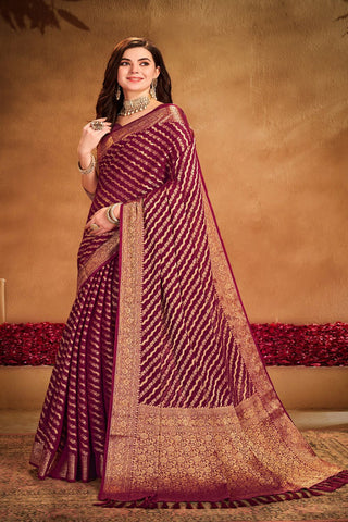 Maroon Georgette Silk Saree_Kumari Sarees