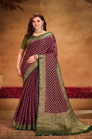 Maroon Pure Georgette Silk Saree_Kumari Sarees