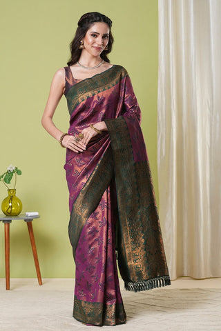 Maroon Banarasi Silk Saree_Kumari Sarees