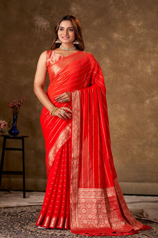 Maroon Georgette Silk Saree_Kumari Sarees