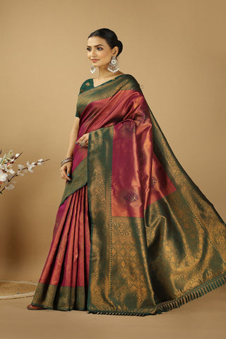 Maroon Banarasi Silk Saree_Kumari Sarees